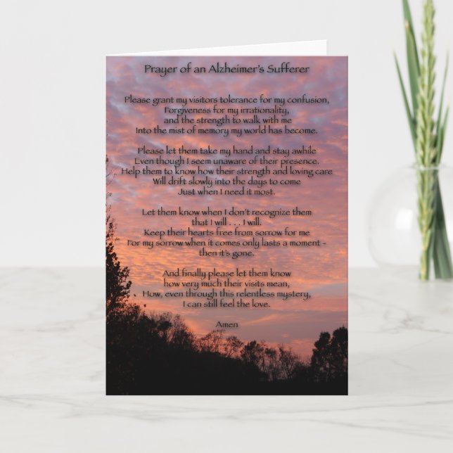 Prayer of Alzheimer's Sufferer Card (Front)