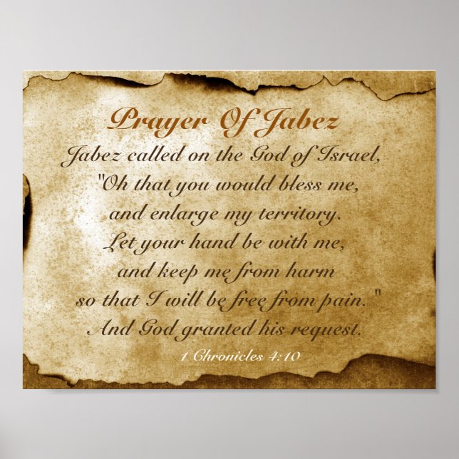 Prayer of Jabez 1 Chronicles 4:10 Bible Poster (Front)