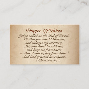 Prayer of Jabez 1 Chronicles 4:10, Bible Verse Business Card