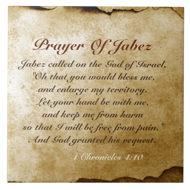 Prayer of Jabez, Bible Verse, 1 Chronicles 4:10 Tile (Front)