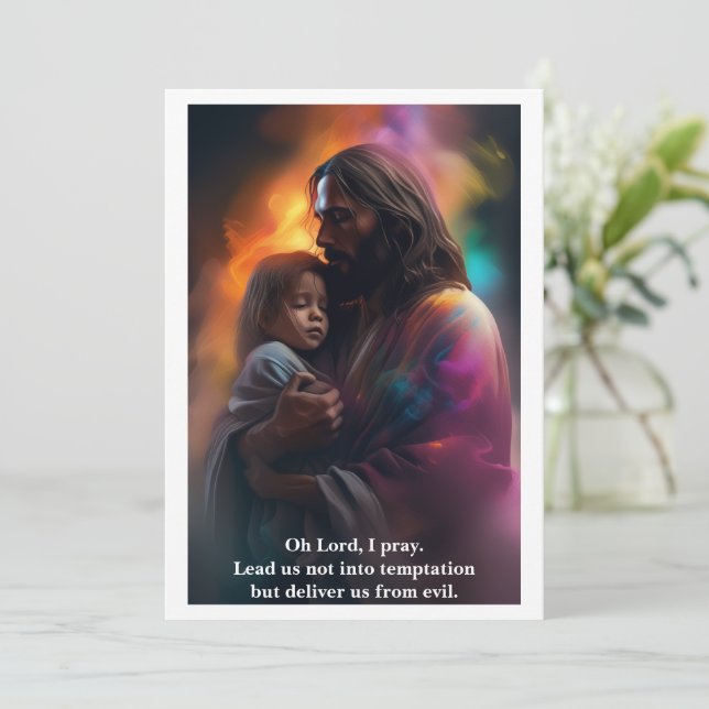 Prayer of Protection Jesus Christ Custom Text  Holiday Card (Standing Front)