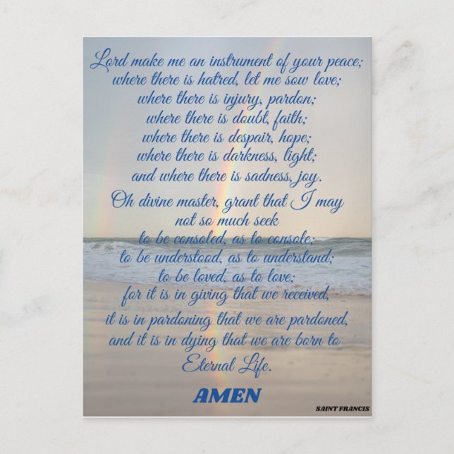 Prayer of Saint Francis   Photo Print Postcard (Front)