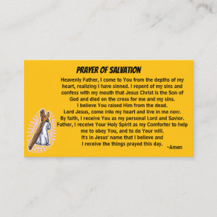 PRAYER OF SALVATION add church or ministry on back Business Card