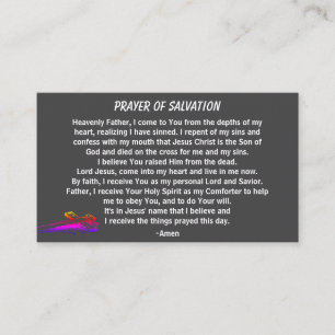 PRAYER OF SALVATION add church or ministry on back Business Card