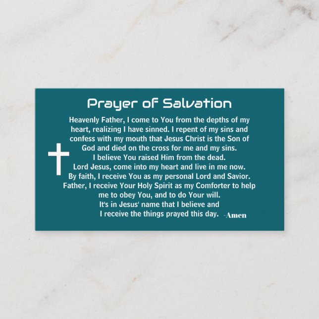 PRAYER OF SALVATION add church or ministry on back Business Card (Front)