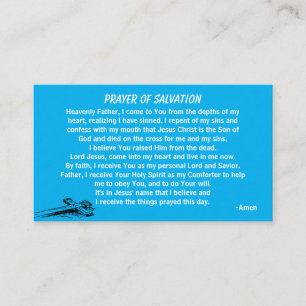 PRAYER OF SALVATION add church or ministry on back Business Card