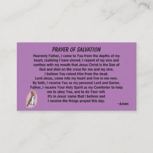 PRAYER OF SALVATION add church or ministry on back Business Card