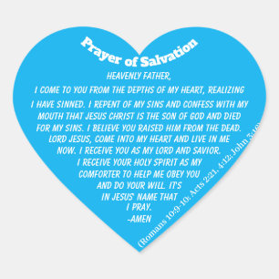 PRAYER OF SALVATION Blue Heart Sticker