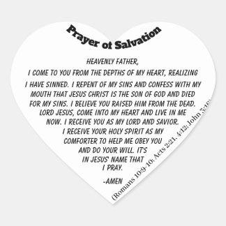 PRAYER OF SALVATION HEART STICKER