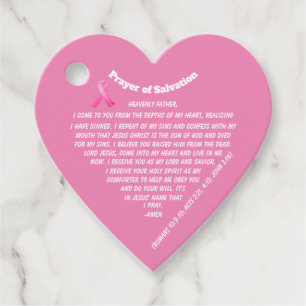 PRAYER OF SALVATION Pink Ribbon Favour Tags