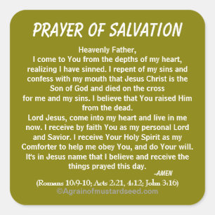 PRAYER OF SALVATION SQUARE STICKER
