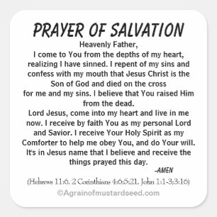 PRAYER OF SALVATION SQUARE STICKER