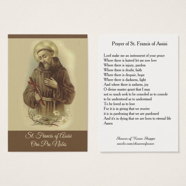 Prayer of St. Francis of Assisi Holy Card (Front & Back)