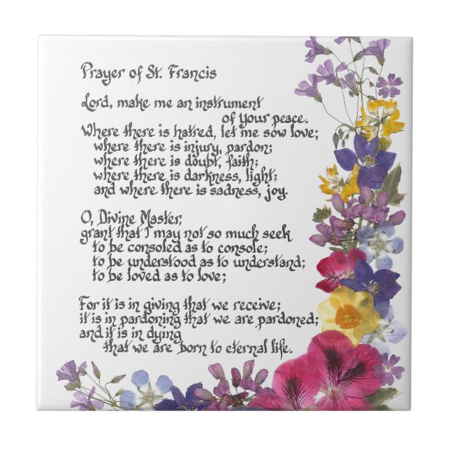 Prayer of St. Francis Tile (Front)