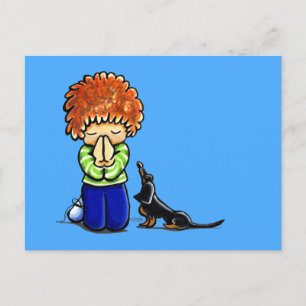 Prayer Partners Boy B/T Dachshund Postcard