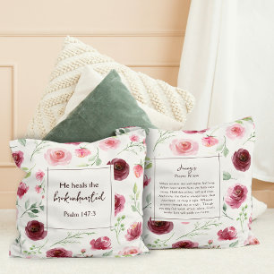 Prayer Pillow Psalm 147:3 Keepsake Faith Gift Rose