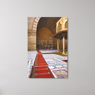 Prayer rugs leading into Islamic mosque, Cairo, Canvas Print