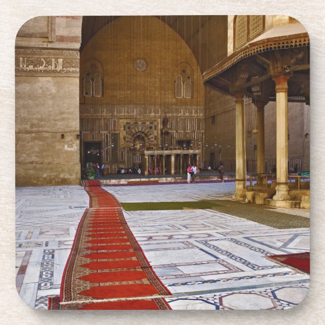 Prayer rugs leading into Islamic mosque, Cairo, Coaster (Front)