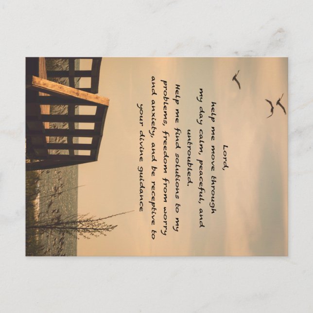 Prayer Serenity Peace Guidance Sunny Seascape Postcard (Front)