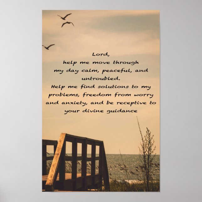 Prayer Serenity Peace Guidance Sunny Seascape Poster (Front)
