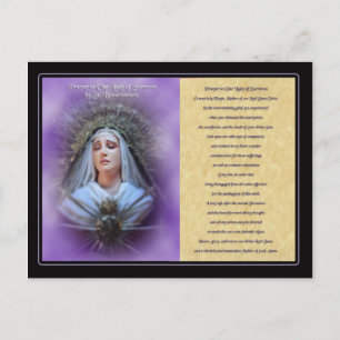 Prayer to Our Lady of Sorrows. Postcard