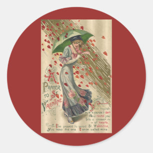 Prayer to Saint Valentine, Vintage Victorian Lady Classic Round Sticker