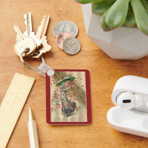 Prayer to Saint Valentine, Vintage Victorian Lady Key Ring