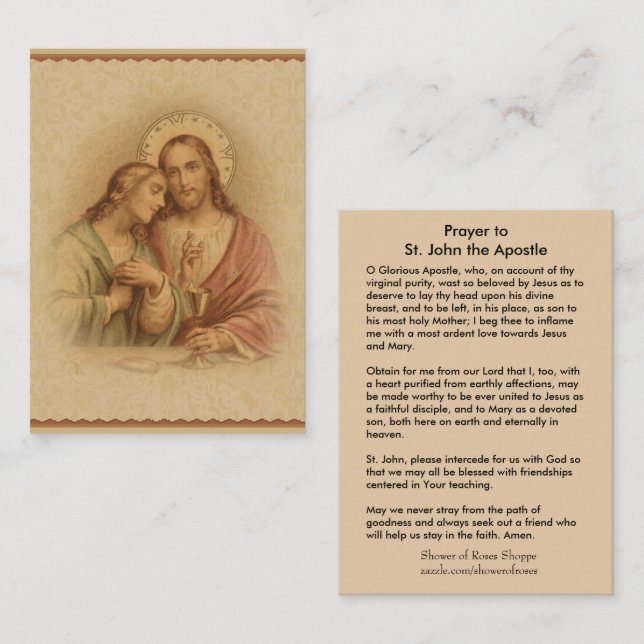 Prayer to St. John the Apostle of Jesus Holy Card (Front/Back)