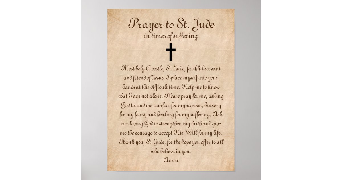 Prayer to St. Jude for Healing and Strength Poster Zazzle