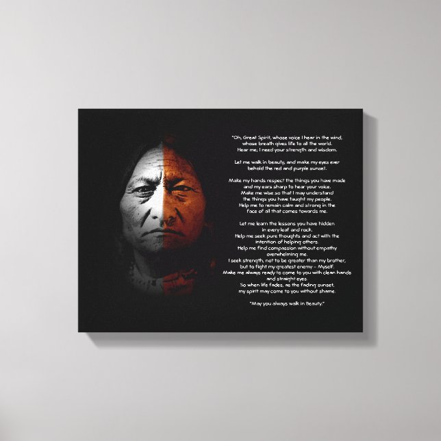 Prayer to the Great Spirit, "Sitting Bull" quote Canvas Print (Front)