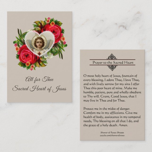 Prayer to the Sacred Heart of Jesus Holy Card (Front/Back)