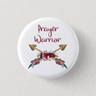 Prayer Warrior Arrows Boho Burgundy Floral 3 Cm Round Badge