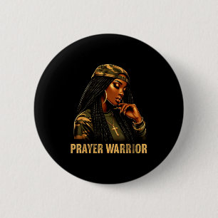 Prayer Warrior Black Woman Camo Christian Faith Em 6 Cm Round Badge