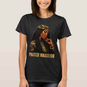 Prayer Warrior Black Woman Camo Christian Faith Em T-Shirt