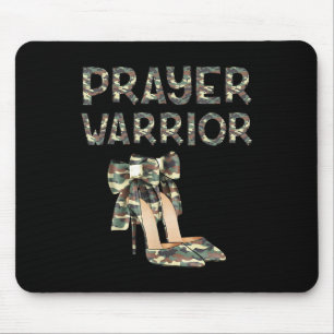 Prayer Warrior Camo High Heels Bow Faith God Jesus Mouse Mat