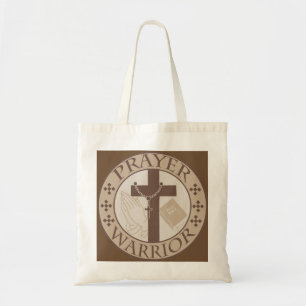 PRAYER WARRIOR CHRISTIAN SHIELD TOTE BAG