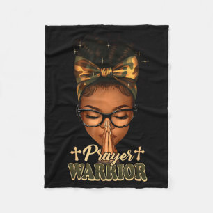 Prayer Warrior Christians Camo African American Af Fleece Blanket