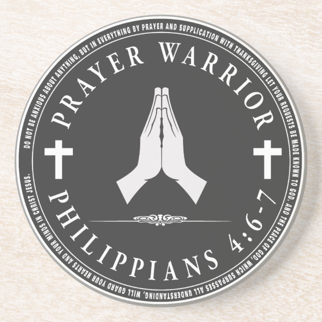 Prayer Warrior Circular Design Coaster (Front)