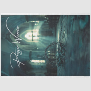 Prayer Warrior Cross Crown Decoupage  Tissue Paper