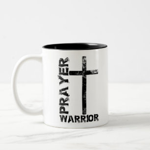 Prayer Warrior Cross Two-Tone Coffee Mug