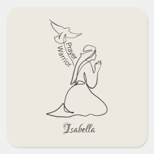 Prayer Warrior Design & Customise Name  Square Sticker