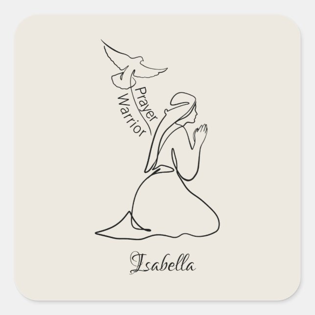 Prayer Warrior Design & Customise Name  Square Sticker (Front)