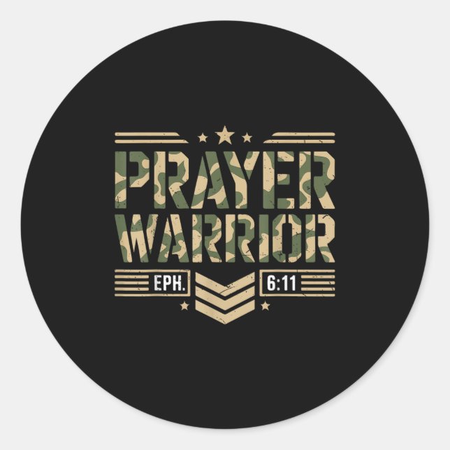 Prayer Warrior Jesus Christian Men Armour Of God S Classic Round Sticker (Front)