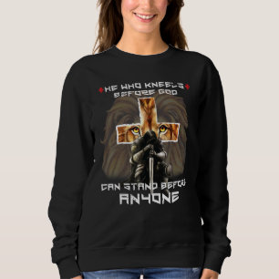 Prayer Warrior Lion of Judah Graphic Christian Cro Sweatshirt