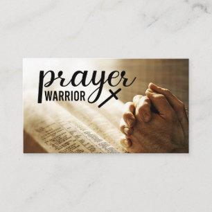 PRAYER WARRIOR Open Bible Christian Cross Business Card