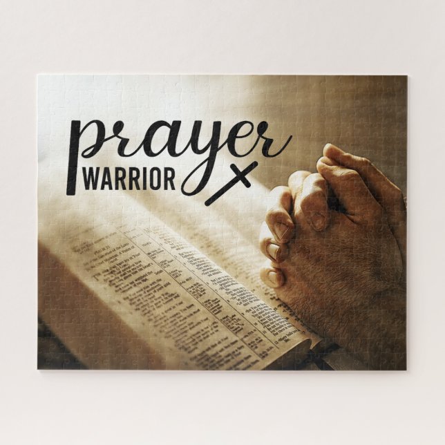PRAYER WARRIOR Open Bible Christian Cross Jigsaw Puzzle (Horizontal)