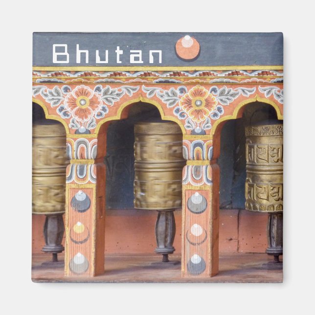 Prayer Wheels - Bhutan Magnet (Front)