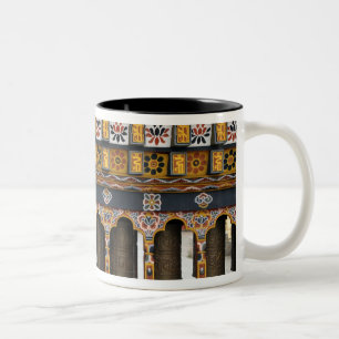 Prayer Wheels in a small public square Two-Tone Coffee Mug