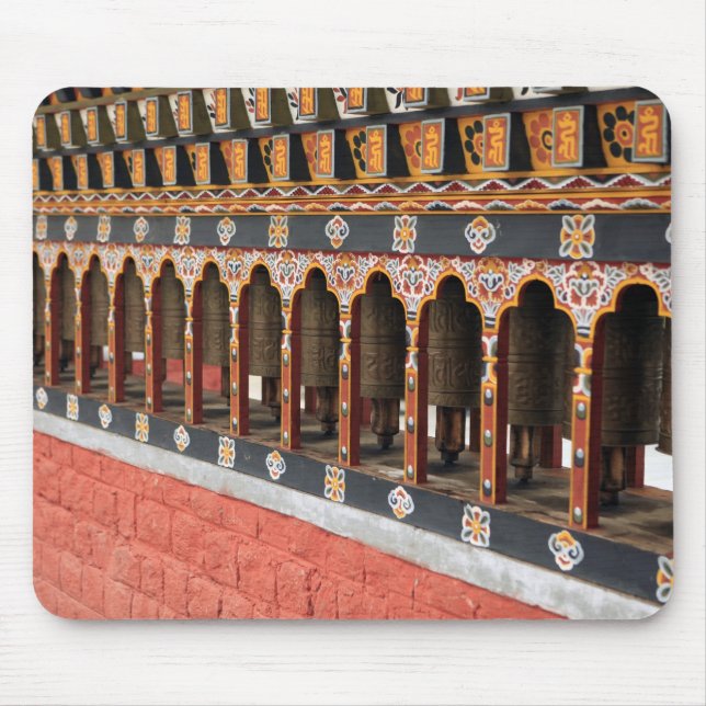 Prayer Wheels of the central square in Thimphu Mouse Mat (Front)