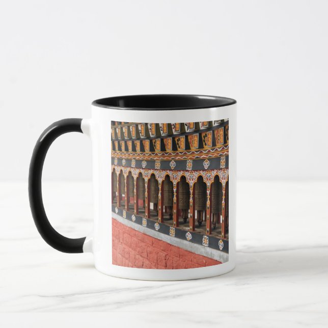 Prayer Wheels of the central square in Thimphu Mug (Left)
